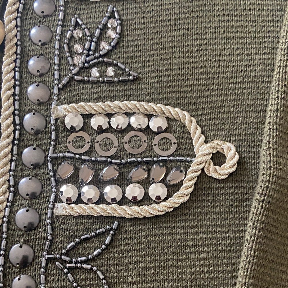 Chico's Olive Green Embellished Jacket - Picture 4 of 6